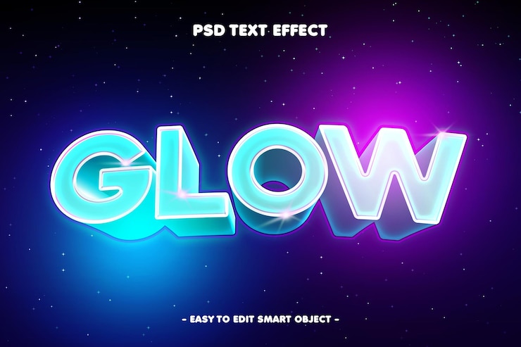 Kostenlose PSD glow 3d bearbeitbarer texteffekt