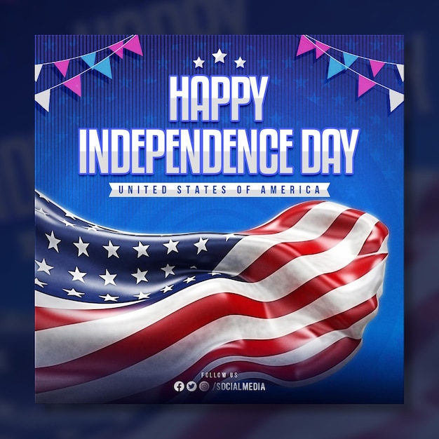 Glücklicher Unabhängigkeitstag der USA Social Media Post Design Vorlage