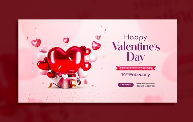 Glücklicher Valentinstag Social-Media-Banner-Design-Vorlage