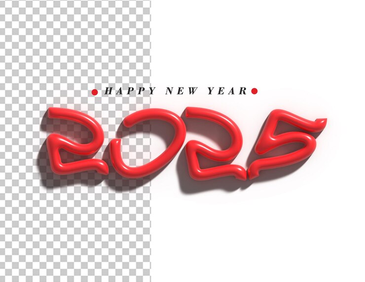 Kostenlose PSD glückliches neues jahr 2025 text typografie design transparente psd