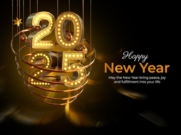 Kostenlose PSD glückliches neujahr 2025 celelration banner design vorlage