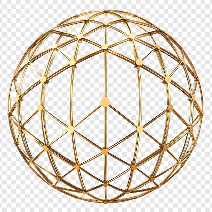 Kostenlose PSD golden geometric sphere ein 3d-netzwerkmodell