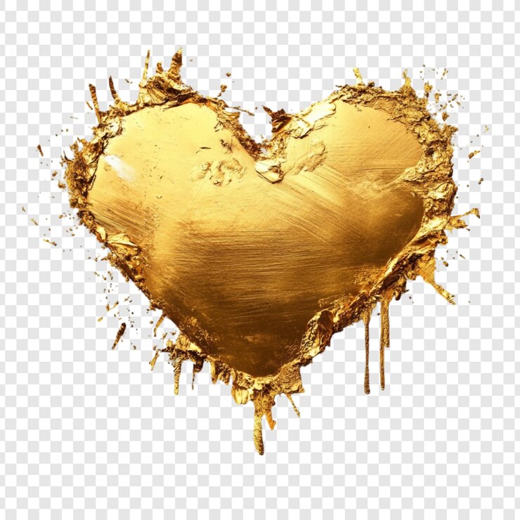Kostenlose PSD golden heart splatter ein luxuriöses abstraktes herz