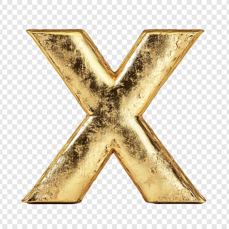 Kostenlose PSD golden letter x ein luxuriöses 3d-rendering eines textierten gold x
