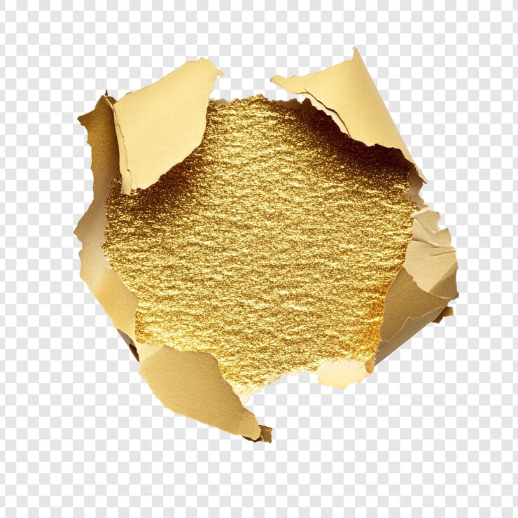 Kostenlose PSD golden reveal zerrissenes papier mit glitzerndem goldinneren