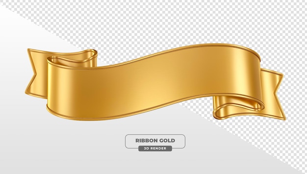 Golden Ribbon Banner in 3D-Rendering