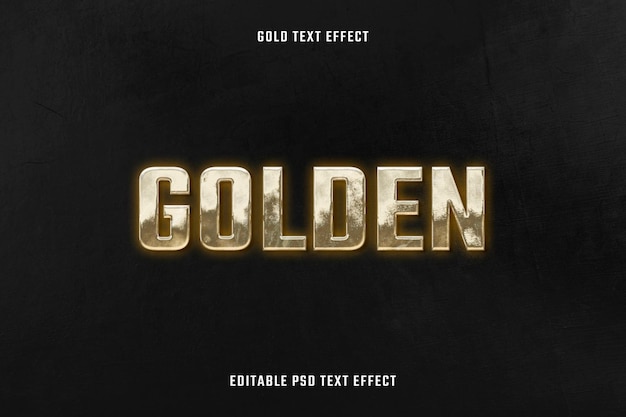 Goldene 3D-Texteffekt-PSD-bearbeitbare Vorlage