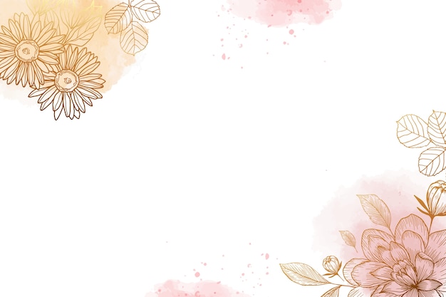 Goldene Blumen mit Aquarellflecken