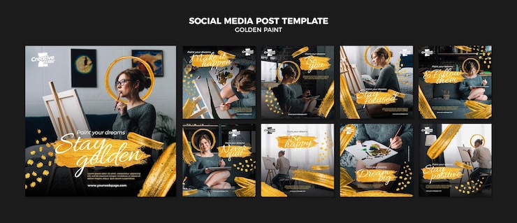 Kostenlose PSD goldene farbe social media post vorlage