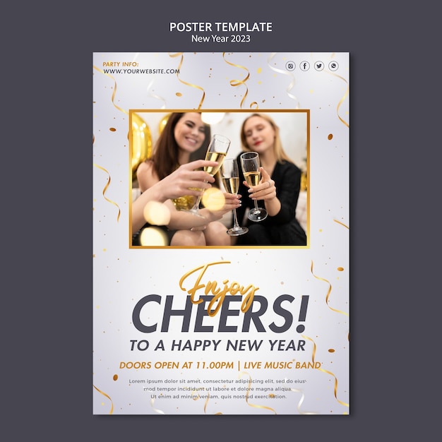 Kostenlose PSD goldene neujahrsfeier-flyer-vorlage
