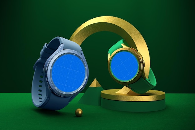 Goldenes rundes smartwatch-modell