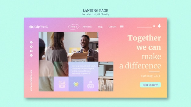 Kostenlose PSD gradient charity template design