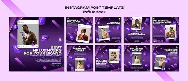 Kostenlose PSD gradient influencer job instagram-posts