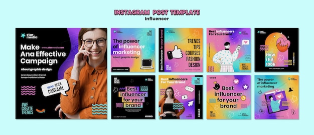 Kostenlose PSD gradient influencer job instagram-posts