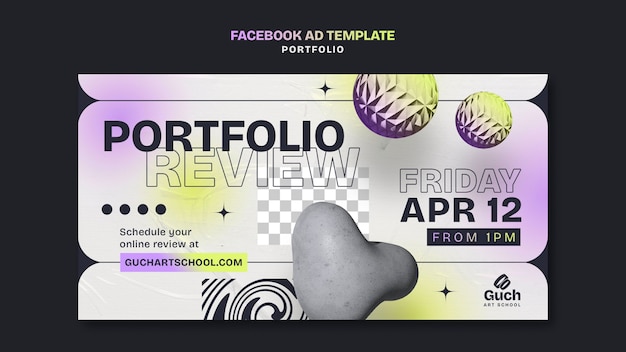 Kostenlose PSD gradient kunstschule portfolio facebook vorlage