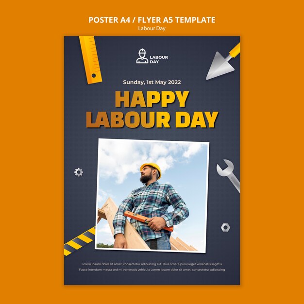 Gradient Labor Day Poster Template Design