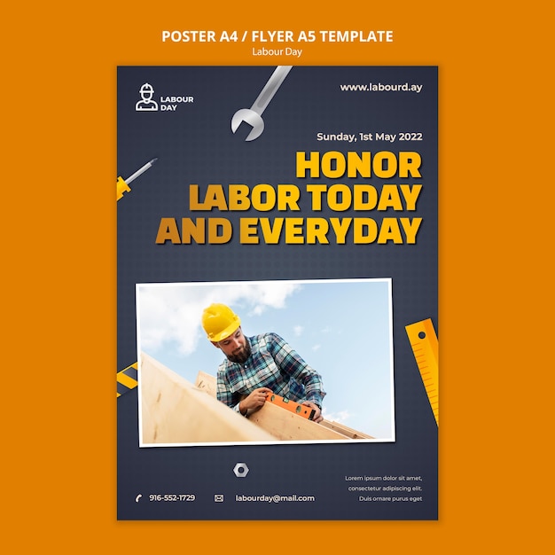 Gradient labor day poster template design