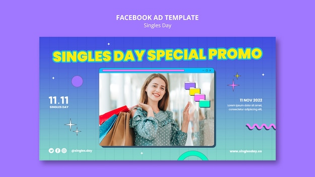 Gradient Singles Day Feier Facebook-Vorlage