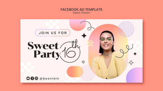 Gradient Sweet Sixteen Facebook Ad Design