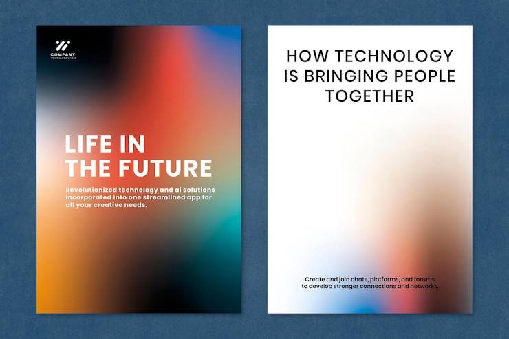 Kostenlose PSD gradient tech marketing vorlage psd poster dual set