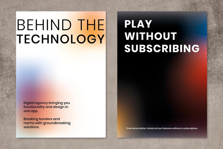Kostenlose PSD gradient tech marketing vorlage psd poster dual set