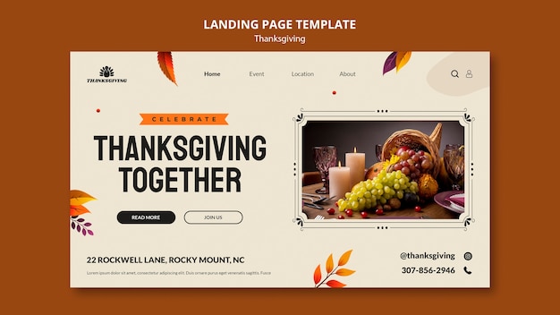 Kostenlose PSD gradient thanksgiving celebration web template