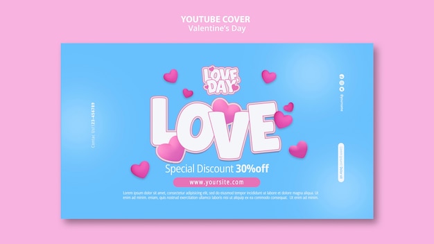 Kostenlose PSD gradient valentinstagsfeier auf dem youtube-cover