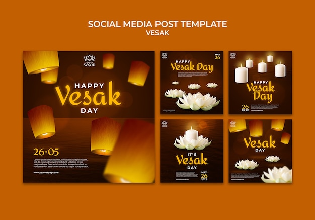 Kostenlose PSD gradient vesak feier instagram posts vorlagendesign