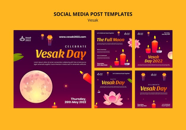 Kostenlose PSD gradient vesak instagram posts vorlagendesign