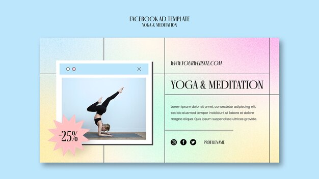 Gradient Yoga und Meditation Facebook-Vorlage