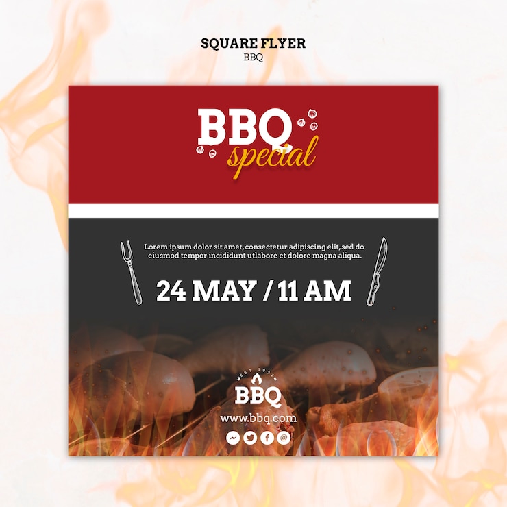 Kostenlose PSD grill spezielle und grill quadratische flyer vorlage