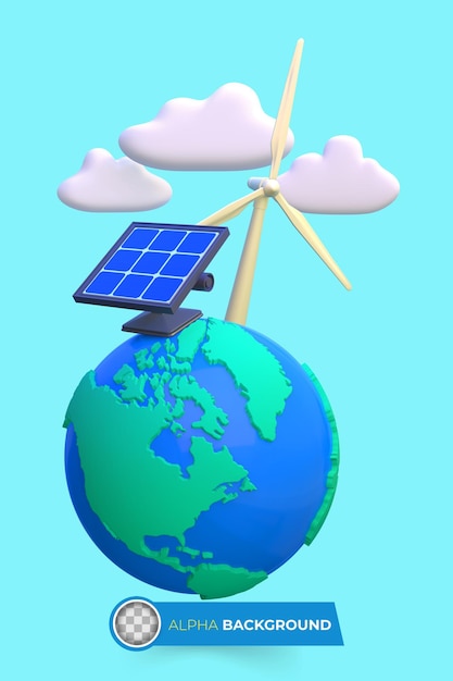 Kostenlose PSD grüne energie, um die schäden des klimawandels zu reduzieren. 3d-darstellung