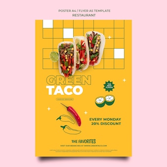 Grünes taco-restaurantplakat