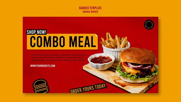 Kostenlose PSD grunge burger banner vorlage