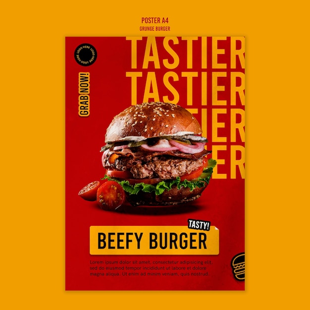 Grunge Burger Poster Vorlage