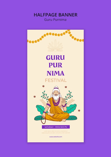 Kostenlose PSD guru purnima vorlage-design