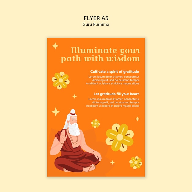 Kostenlose PSD guru purnima vorlage-design