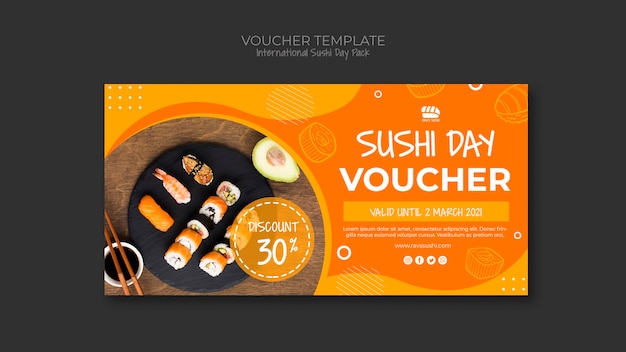 Gutscheinvorlage Fur Sushi Restaurant Kostenlose Psd Datei