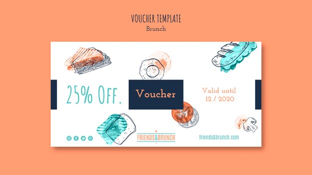 Gutscheinvorlage mit Angebot für Brunch-Restaurant