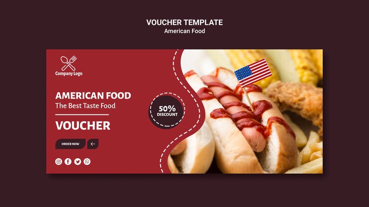 Kostenlose PSD gutscheinvorlage mit hot dog foto
