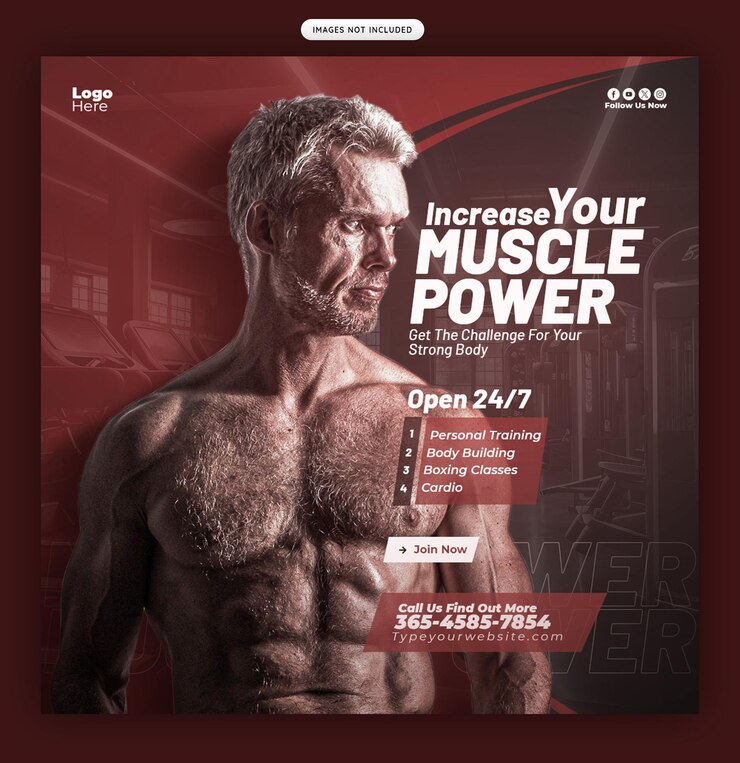 Kostenlose PSD gymnastik- und fitness-banner für soziale medien oder instagram-post-vorlage