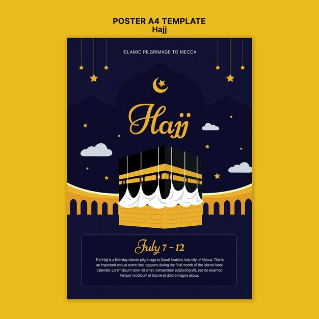 Hajj vertikale Plakatvorlage mit Mekka