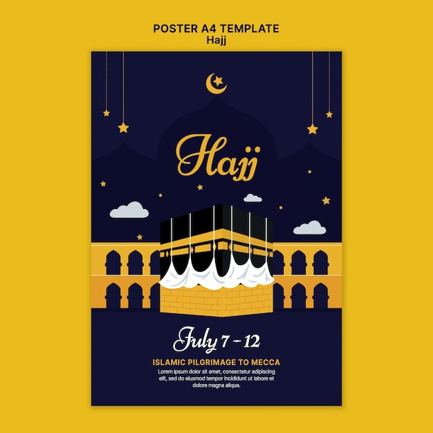 Kostenlose PSD hajj vertikale plakatvorlage mit mekka