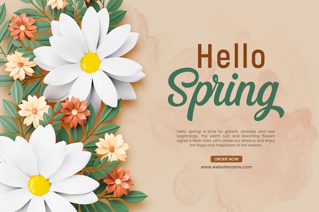Hallo Frühlingsgruß-Banner-Design-Vorlage