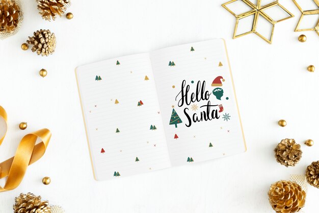 Hallo Santa Christmas-Gruß in einem Notizbuchmodell