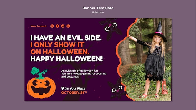 Kostenlose PSD halloween-banner-vorlage mit foto