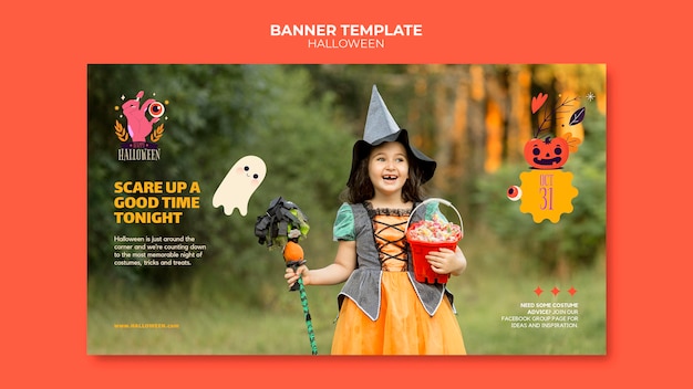 Halloween-banner-vorlage mit foto