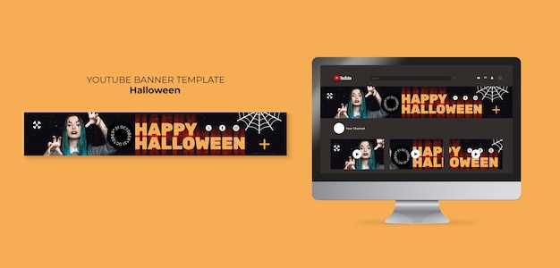 Kostenlose PSD halloween-feiern auf youtube-banner-vorlage