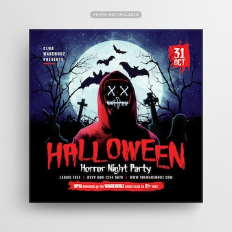 Halloween horror nacht party flyer social media post und web banner