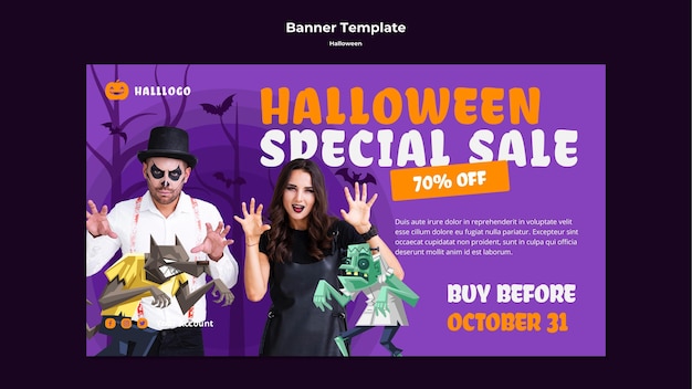 Kostenlose PSD halloween-konzept-banner-vorlage